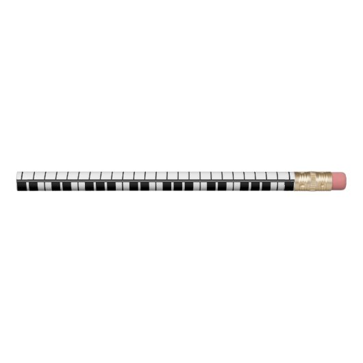 Custom name black and white piano keys pencil (Back)