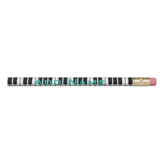 Custom name black and white piano keys pencil