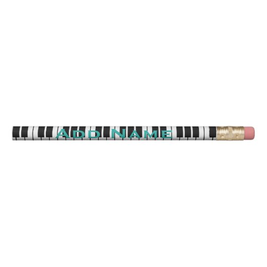 Custom name black and white piano keys pencil (Front)