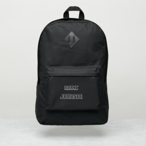 Custom Name Black and White Port Authority Backpack