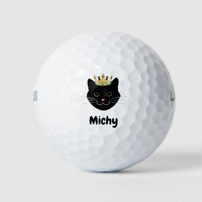 Custom Name Black Cat Golf Balls (Front)