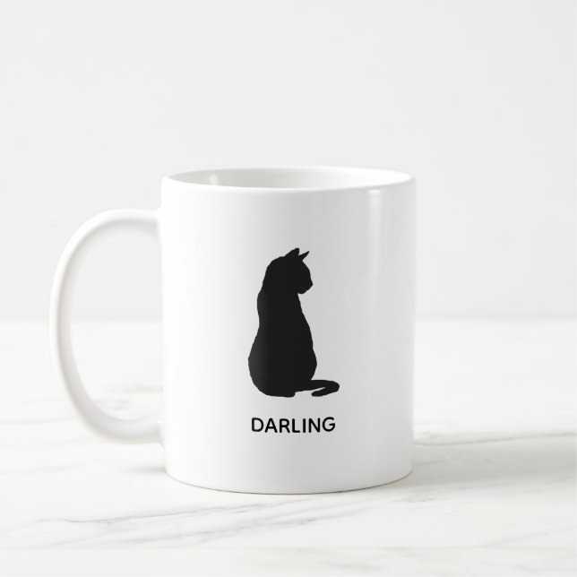 Custom Name Black Cat Painting Coffee Mug (Left)