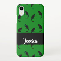 Custom name black cats on green iPhone XR case
