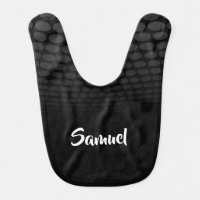 Custom name black circles fading baby bib