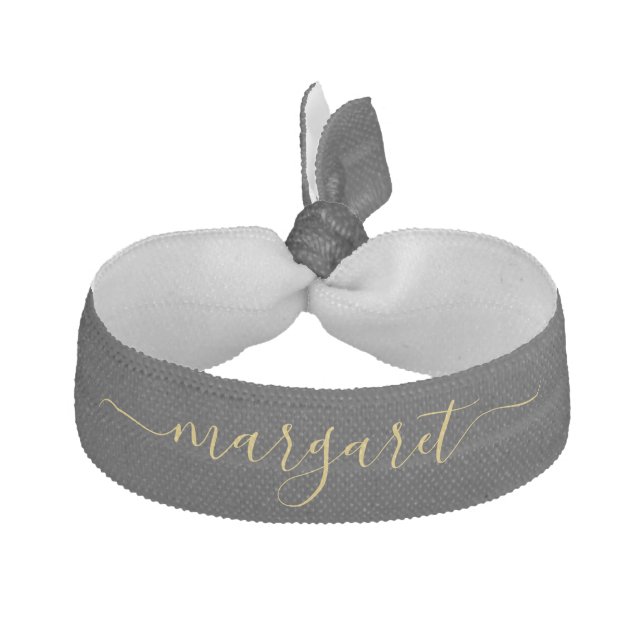Custom Name Black Elastic Hair Tie Accessory Perso (Front)