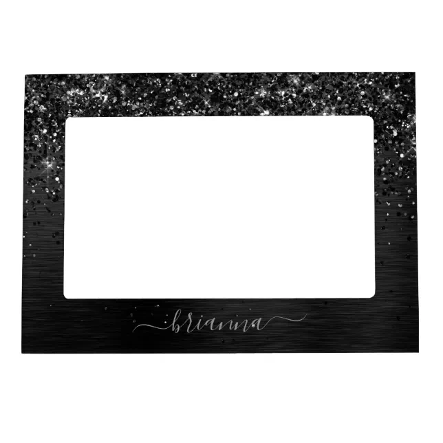 Custom Name Black Glitter Sparkle Frame Zazzle