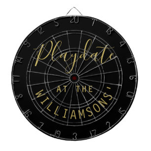 Custom Name Black Gold Playdate Script Minimalist Dart Board