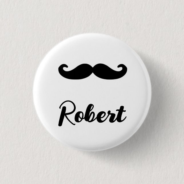 Custom name black handlebar moustache button (Front)