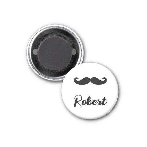 Custom name black handlebar moustache magnet