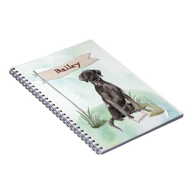 Custom Name Black Lab Pet Dog Notebook (Right Side)