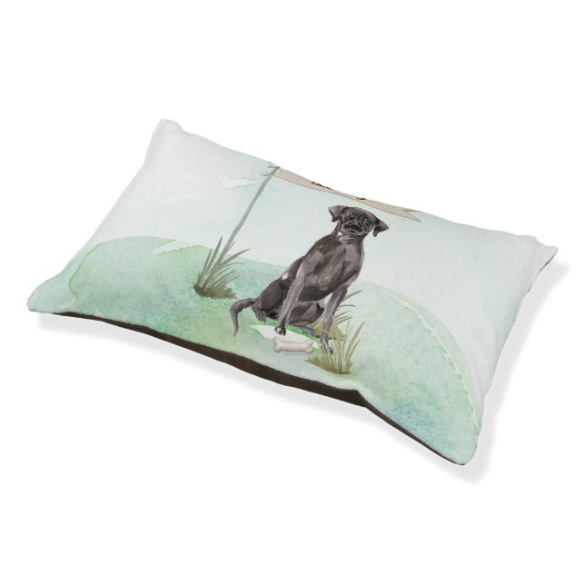 Custom Name Black Lab Pet Dog Pet Bed (Angled)