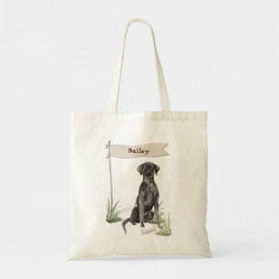 Custom Name Black Lab Pet Dog Tote Bag