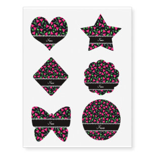 Custom name black pink cosmos limes temporary tattoos
