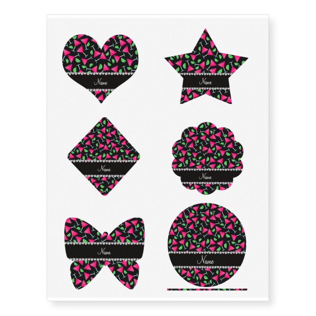 Custom name black pink cosmos limes temporary tattoos (Front)
