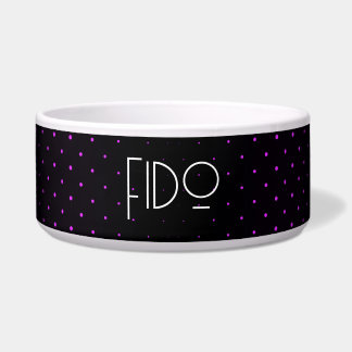 CUSTOM NAME - Black & Pink Retro Halftone Pattern Bowl