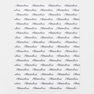 Custom Name Black Script Baby Boy Girl Nursery Baby Blanket