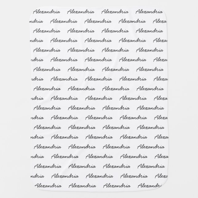 Custom Name Black Script Baby Boy Girl Nursery Baby Blanket (Front)