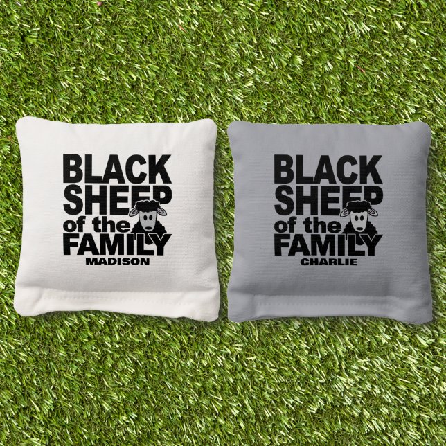 Custom name "Black Sheep" Cornhole Bags (Grass)