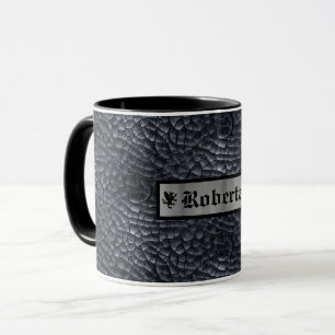 Custom Name Black & Silver Dragon Scale/Skin Print Mug