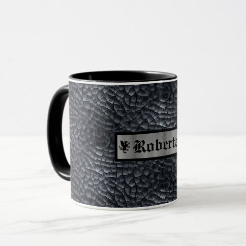 Custom Name Black  Silver Dragon ScaleSkin Print Mug