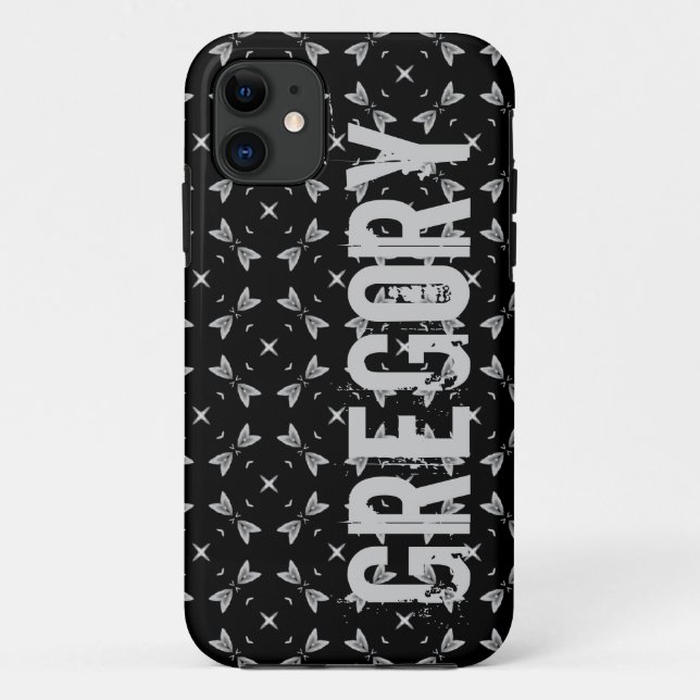 Custom Name Black Silver Geometric For Him G614 Case-Mate iPhone Case (Back)