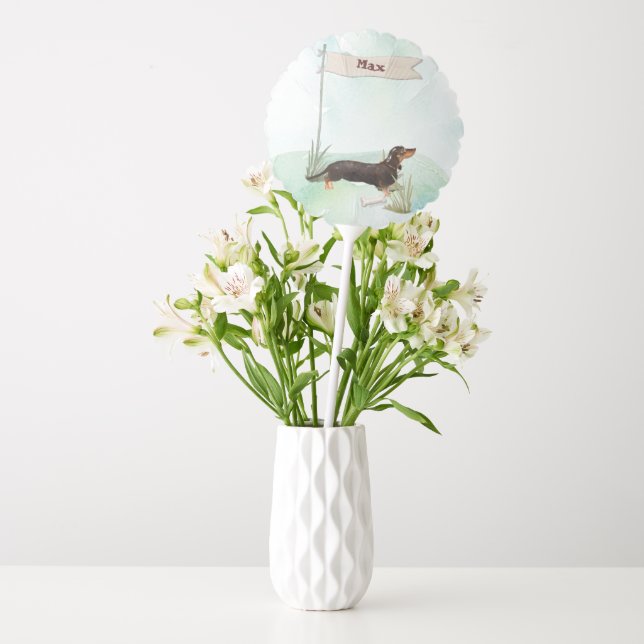 Custom Name Black & Tan Dachshund Pet Dog Balloon (Vase)