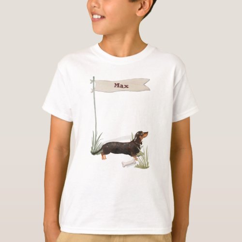 Custom Name Black  Tan Dachshund Pet Dog T_Shirt