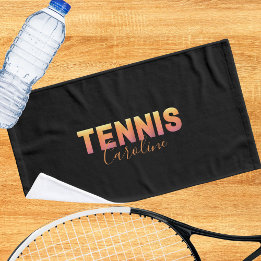 Custom Name Black Tennis Player Hand Towel