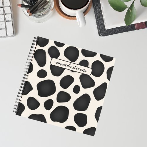 Custom Name Black Typography Abstract Pattern  Notebook
