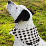 Custom Name, Black & White, Buffalo Check Plaid Bandana<br><div class="desc">Printed on one side, black and white buffalo check plaid pattern bandana with personalized pet name. Two sizes available: 18"x18" (kids, small dogs) and 22"x22" (adults, large dogs). Easily change name using the Template provided. Lightweight fabric that breathes well and dries quickly. 100% spun polyester. See "About This Product" at...</div>