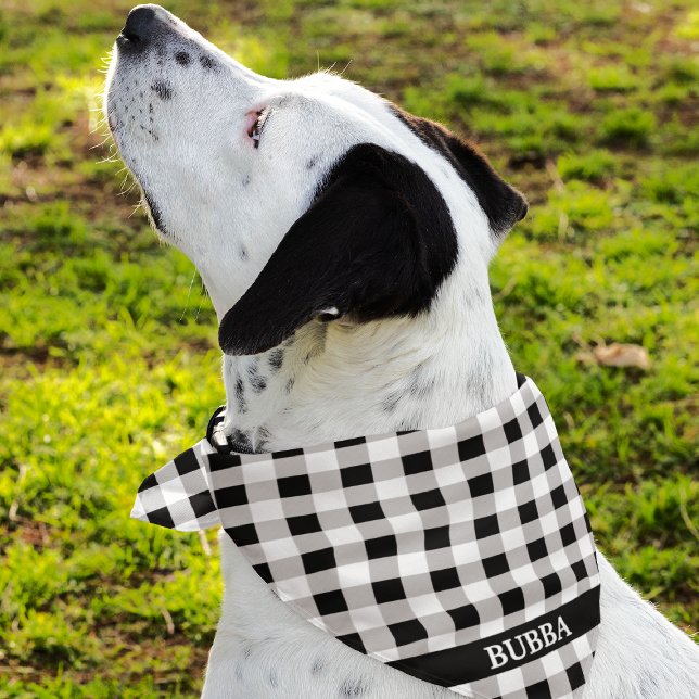 Custom Name, Black & White, Buffalo Check Plaid Bandana (Creator Uploaded)