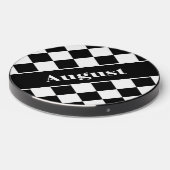 Custom Name Black White Checkered Pattern Wireless Charger (Front 2)
