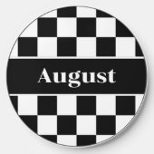 Custom Name Black White Checkered Pattern Wireless Charger (Front)
