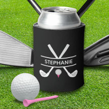 Custom Name Black White Pink Golf