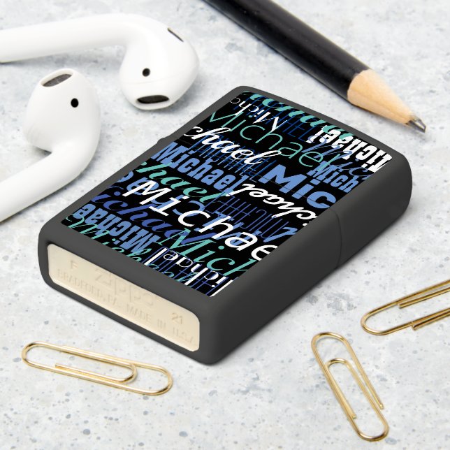 Custom Name Black Zippo Lighter (On Table 2)
