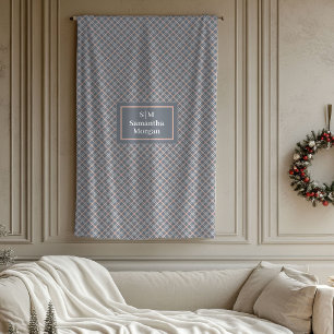 Custom Name Blanket Chic Coral Grey Elegant