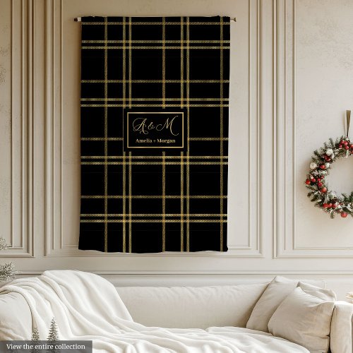 Custom Name Blanket Luxe Black Gold Anniversary