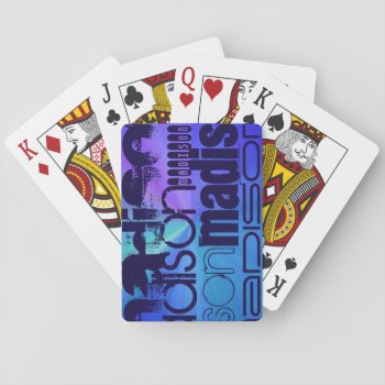 Custom Name; Blue & Abstract Purple  Green  Blue Playing Cards by ColorStock at Zazzle