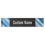 [ Thumbnail: Custom Name + Blue and Grey Stripes Desk Nameplate ]