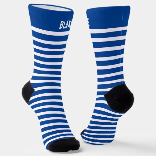  Custom Name Blue And White Striped Socks