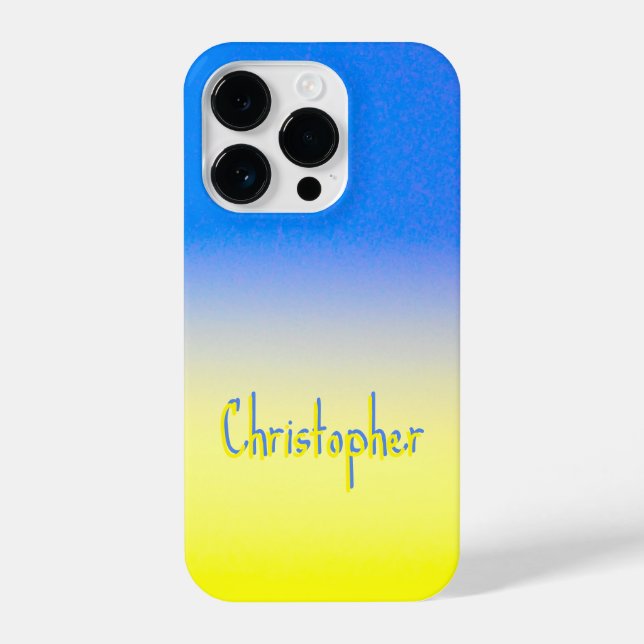 Custom name blue and yellow Ukraine Inspired iPhone Case (Back)