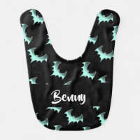 Custom name blue bats baby bib