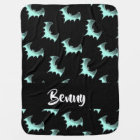 Custom name blue bats baby blanket
