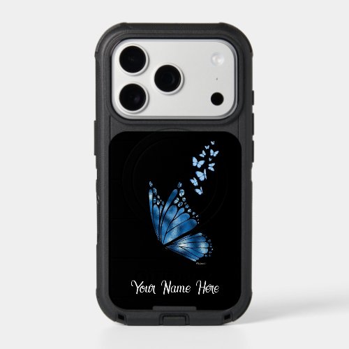 Custom Name Blue Butterfly Phone Case - For iPhone