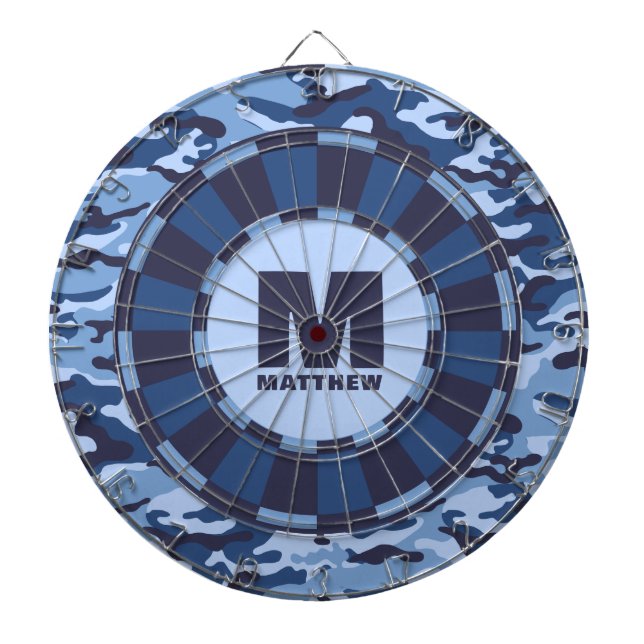 Custom Name Blue Camo Dartboard (Front)