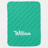 Custom name blue diagonal plastic textured baby blanket