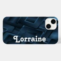 Custom name blue diamond shapes Case-Mate iPhone 14 case