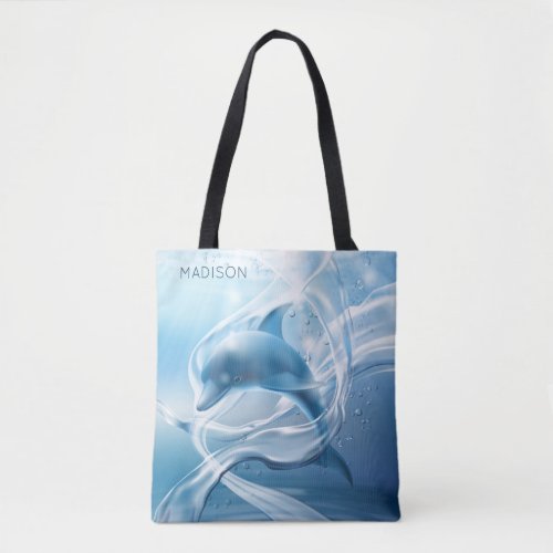 Custom name Blue Dolphin beach bags