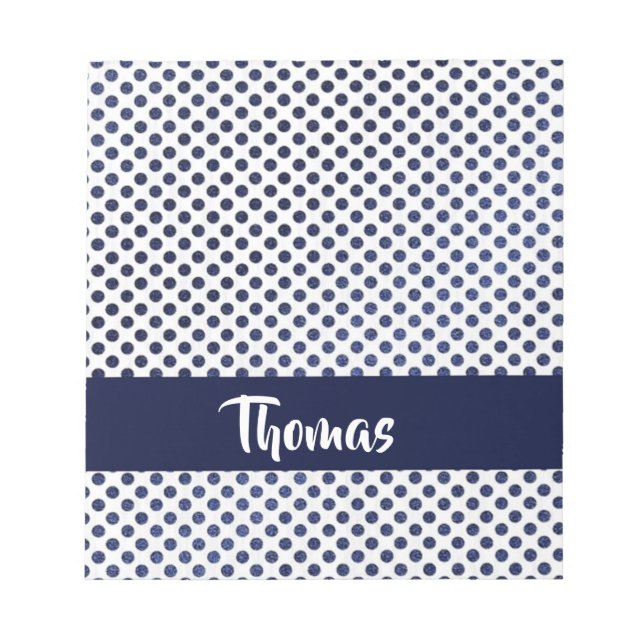 Custom name blue dots patterned notepad (Front)