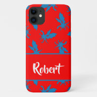 Custom name blue dragons on red iPhone 11 case